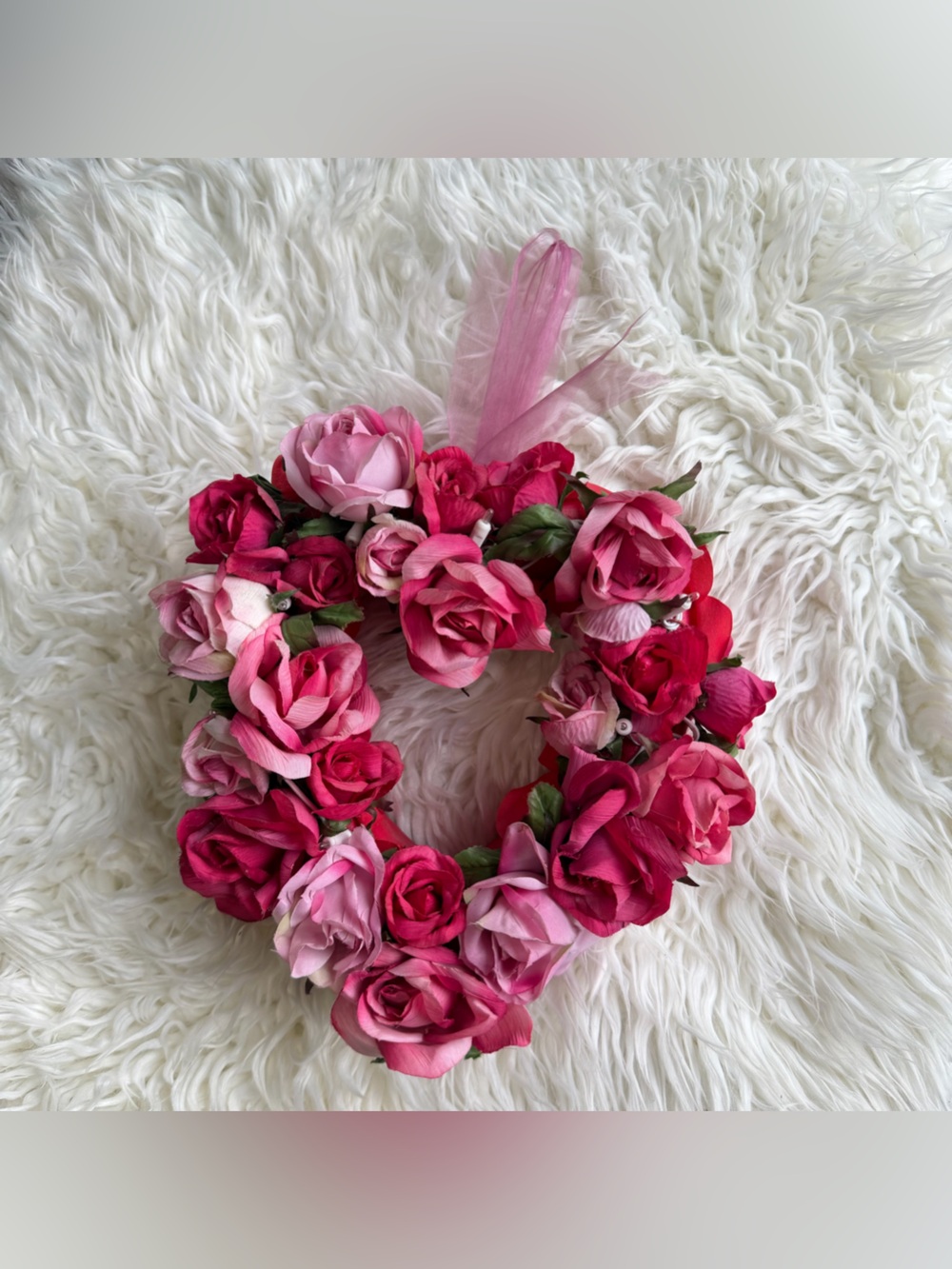 Pink Rose Floral Light Up Wreath Crown